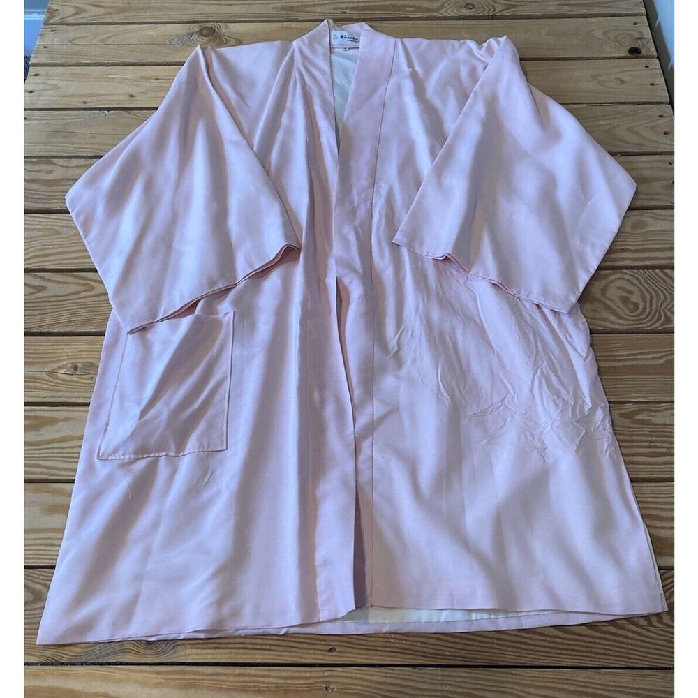 Kanebo Pure Silk Japanese Kimono Top Size Medium Women’s Pink Open Front